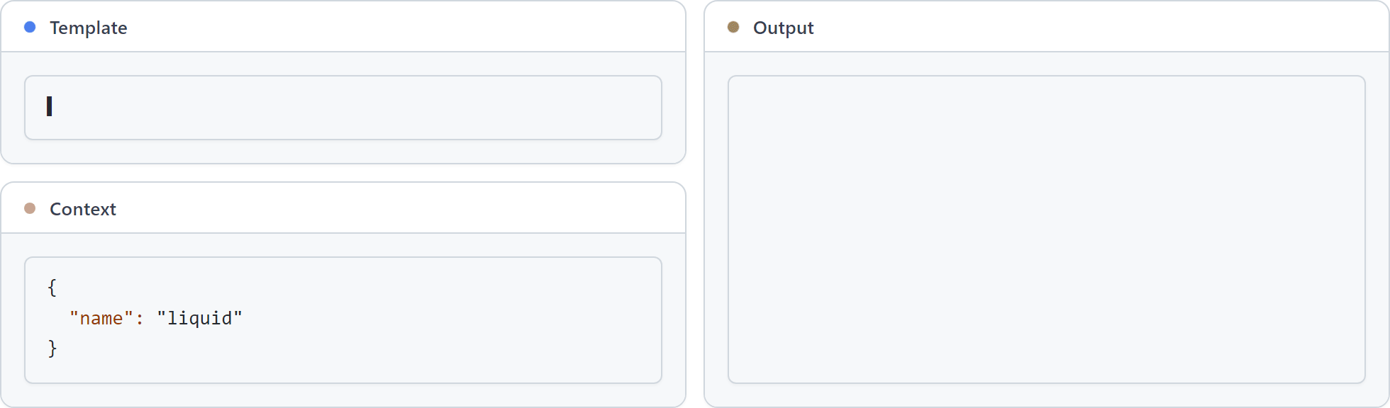 LiquidJS playground: edit a template and context, see live HTML output