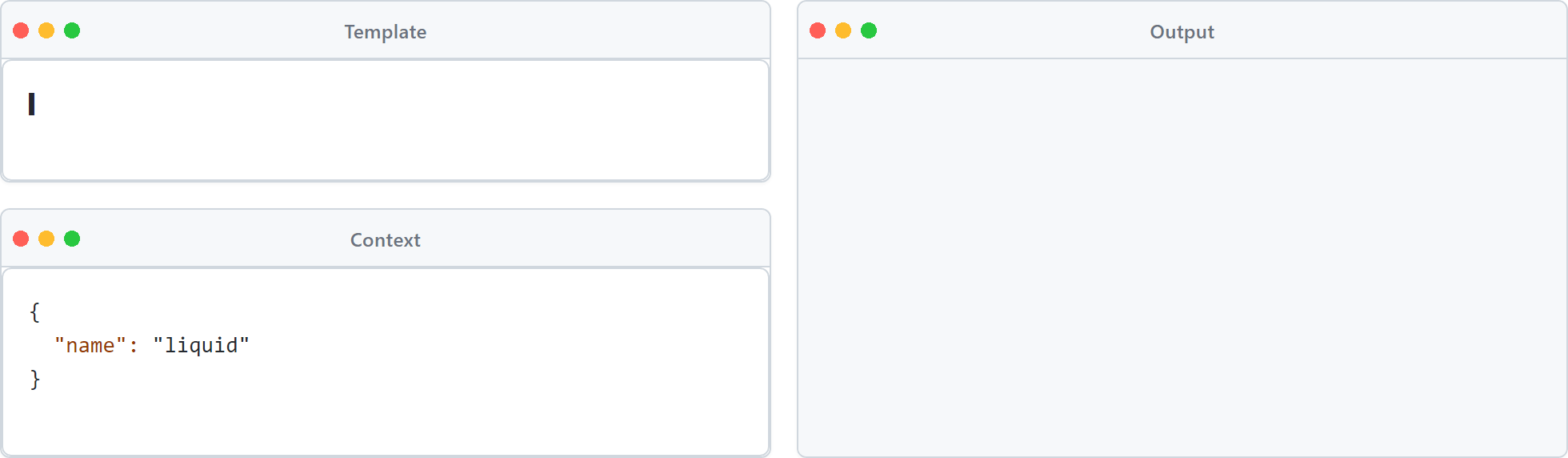 LiquidJS playground: edit a template and context, see live HTML output