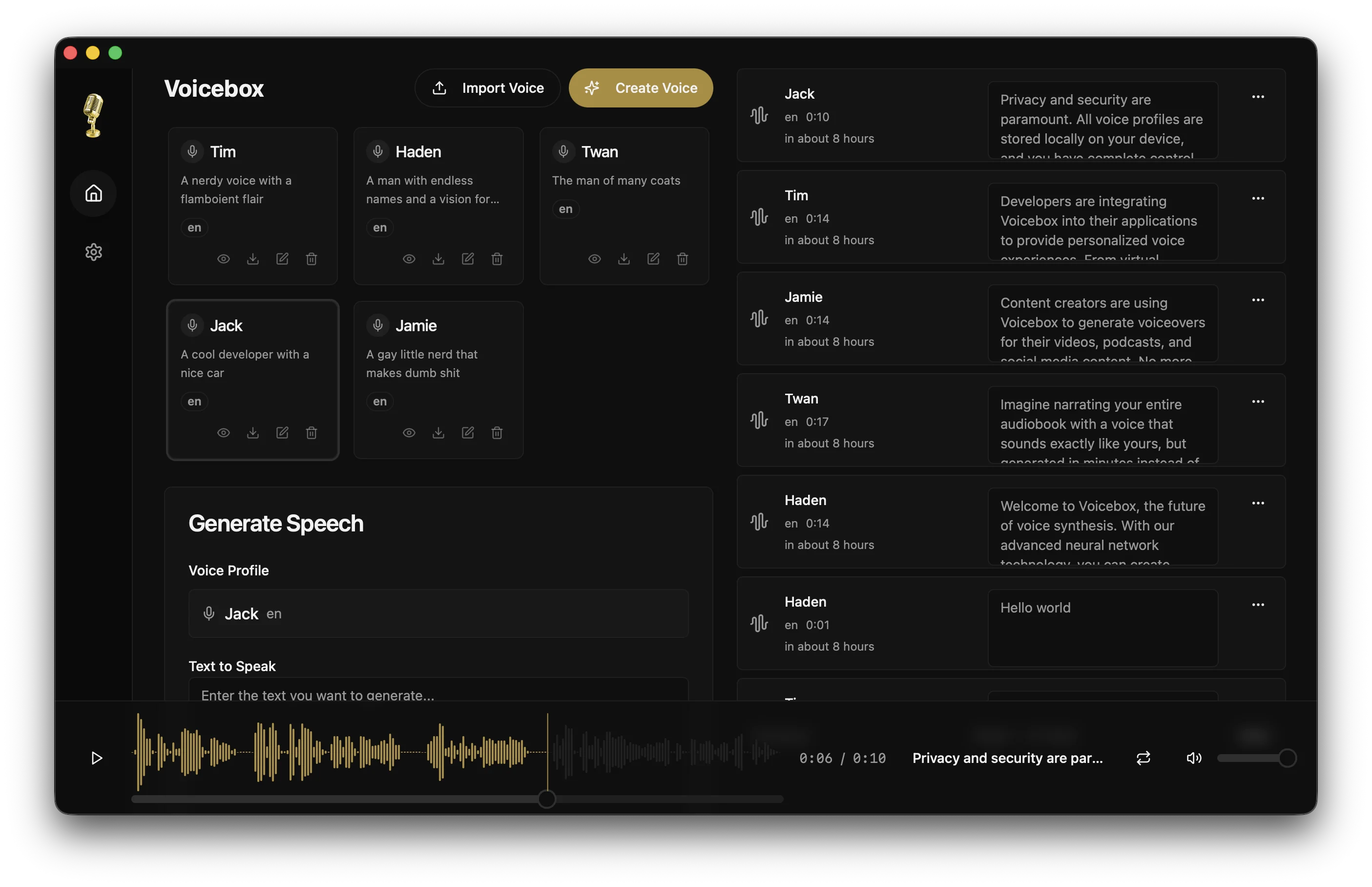 Voicebox App Screenshot
