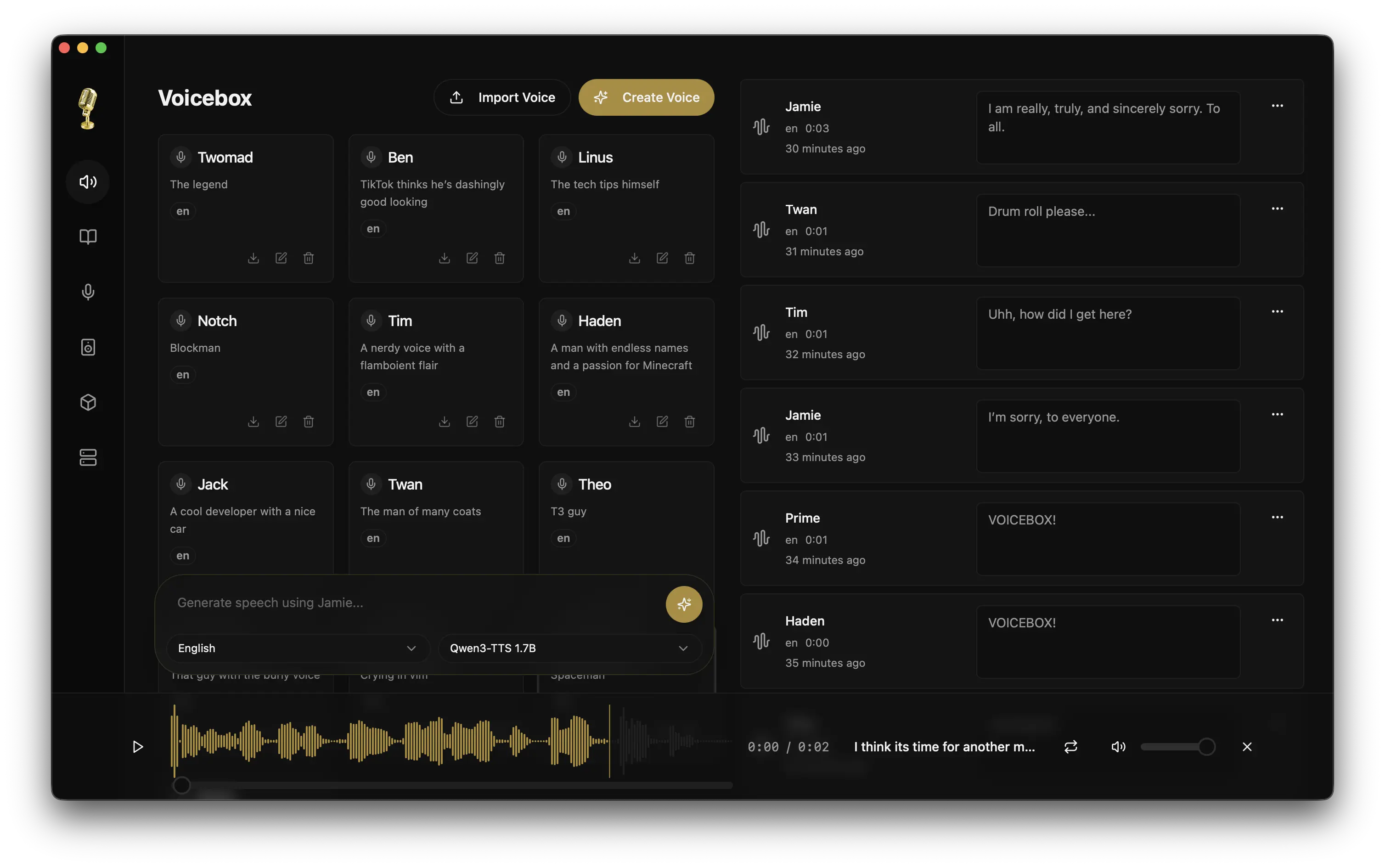Voicebox App Screenshot